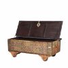 Picture of Tetonia Reclaimed Wood Hand Carved Flower Traditional Storage Trunk