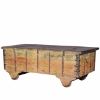 Picture of Tetonia Reclaimed Wood Hand Carved Flower Traditional Storage Trunk