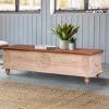 Picture of Osmond Rustic Reclaimed Wood Floral Hand Carved  Storage Trunk Chest