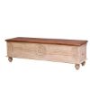Picture of Osmond Rustic Reclaimed Wood Floral Hand Carved  Storage Trunk Chest
