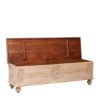 Picture of Osmond Rustic Reclaimed Wood Floral Hand Carved  Storage Trunk Chest