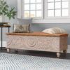 Picture of Nordic Reclaimed Wood Floral Hand Carved Storage Trunk Chest