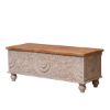 Picture of Nordic Reclaimed Wood Floral Hand Carved Storage Trunk Chest