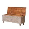 Picture of Nordic Reclaimed Wood Floral Hand Carved Storage Trunk Chest