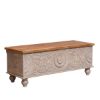 Picture of Nordic Reclaimed Wood Floral Hand Carved Storage Trunk Chest