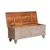 Picture of Nordic Reclaimed Wood Floral Hand Carved Storage Trunk Chest