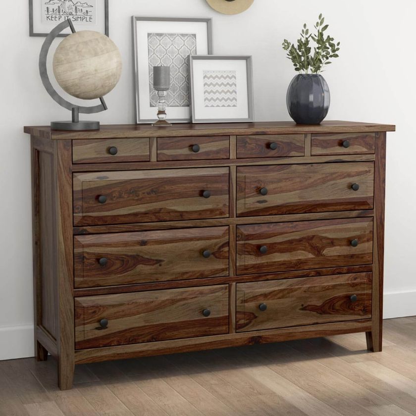 Picture of Irvin Contemporary Rustic Solid Wood Bedroom Dresser With 10 Drawers
