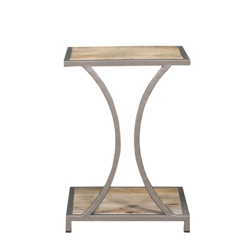 Picture of Almon Reclaimed Wood Curve Iron Industrial End Table