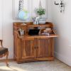 Picture of Canistota Rustic Solid Wood Drop Front Home Office Secretary Desk