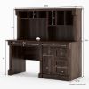Picture of Perrinton Rustic Solid Wood Home Office Computer Desk With Hutch