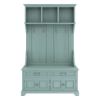 Picture of Sabran Solid Wood 2 Drawer Blue Hall Tree Bench with Storage