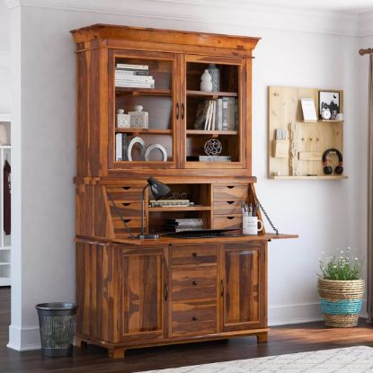 Picture of Weldona Solid Wood Secretary Desk with Hutch