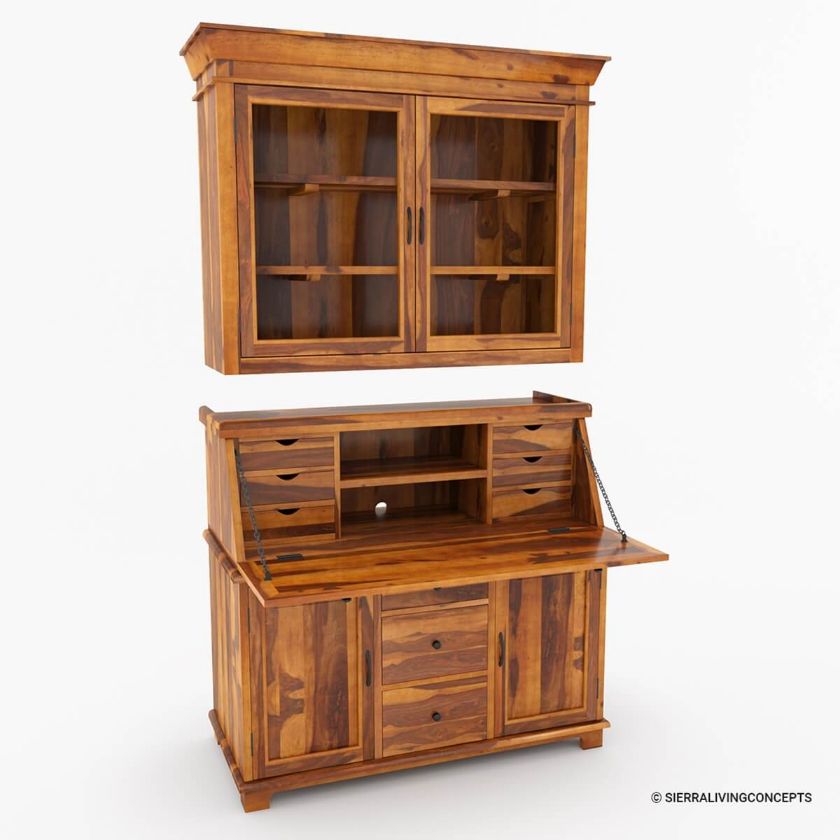 Weldona Solid Wood Secretary Desk with Hutch Size Image
