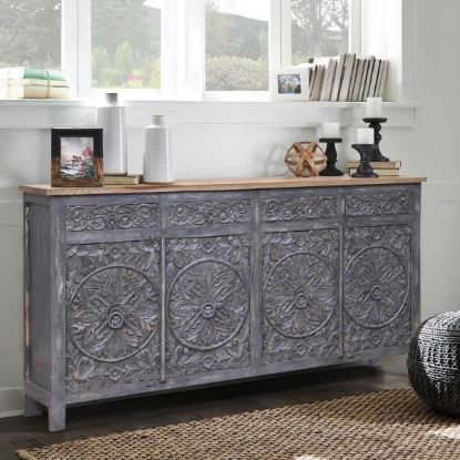Picture of Tipton Solid Wood Hand Carved Sideboard Cabinet