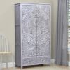 Picture of Tipton Hand Carved Solid Wood Rustic Grey Armoire