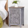 Picture of Hereford Reclaimed Wood Handcarved 1 Drawer Nightstand