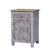 Picture of Hereford Reclaimed Wood Handcarved 1 Drawer Nightstand
