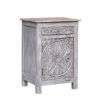 Picture of Hereford Reclaimed Wood Handcarved 1 Drawer Nightstand