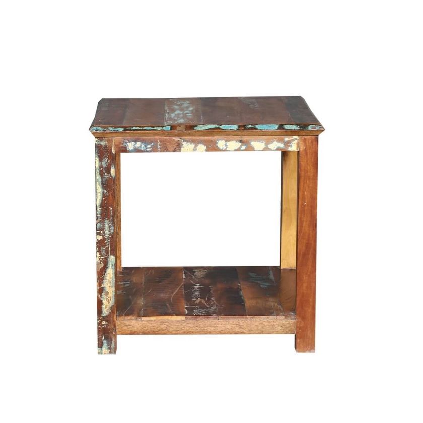 Picture of Corinne Distressed Reclaimed Wood Square 2 Tier Rustic End Table