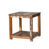 Picture of Corinne Distressed Reclaimed Wood Square 2 Tier Rustic End Table
