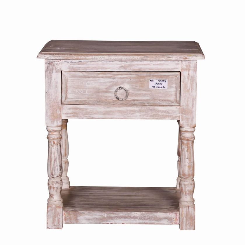 Picture of Burgin Grey Wash Reclaimed Wood 1 Drawer End Table