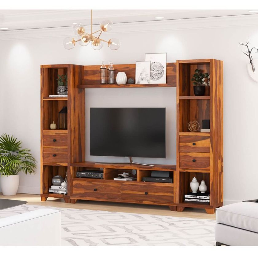 Picture of Traver Rosewood Wall Unit TV Console Entertainment Center