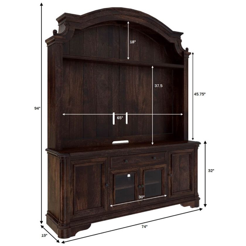 Honduras Solid Wood TV Hutch Cabinet Entertainment Center Dimension Image
