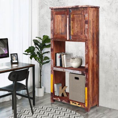 Picture of Hartford Reclaimed Wood Bookcase with File Cabinet on Top