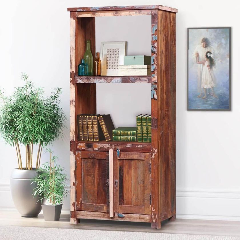 Picture of Hartford Reclaimed Wood Bookcase with File Cabinet At Bottom