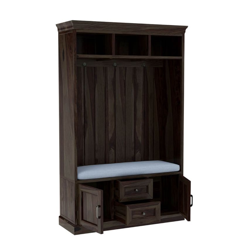 Harrisville 49 inch Solid Wood Entryway Hall Tree Bench with 2 Drawers and Storage Dimension Image