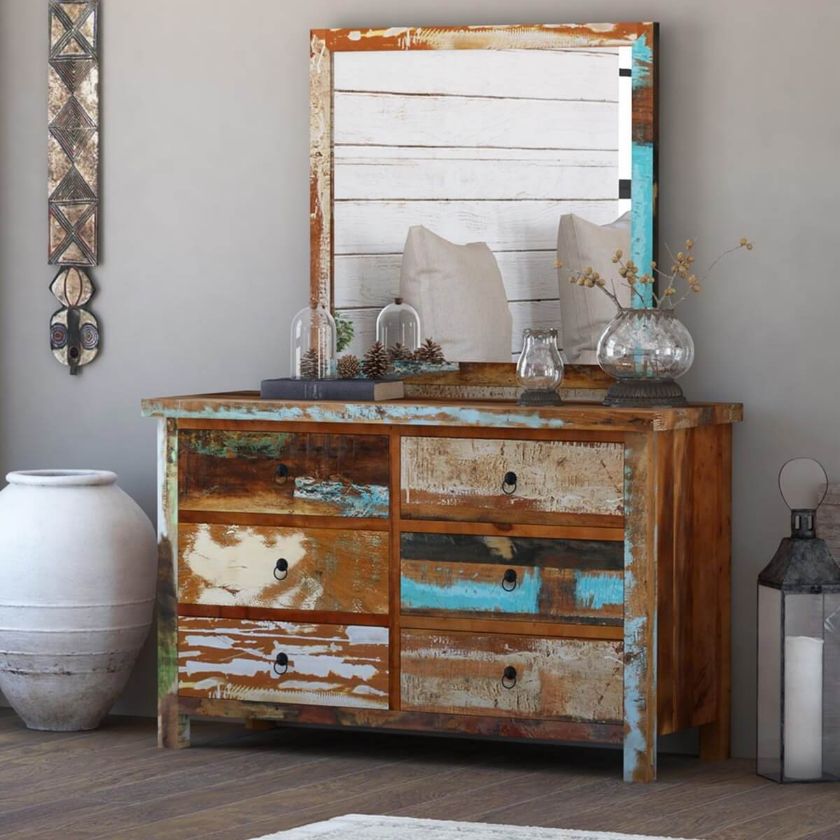 Picture of Eunola Traditional Reclaimed Wood 6 Drawer Double Dresser
