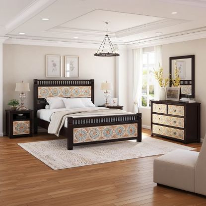 Picture of English Garden Hand Carved 5 Piece Bedroom Set