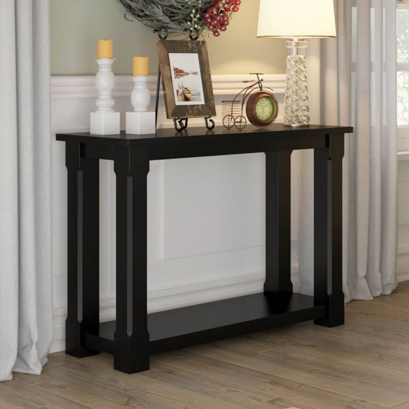 Picture of Brimson Contemporary Style Solid Wood Tall Black Console Hall Table