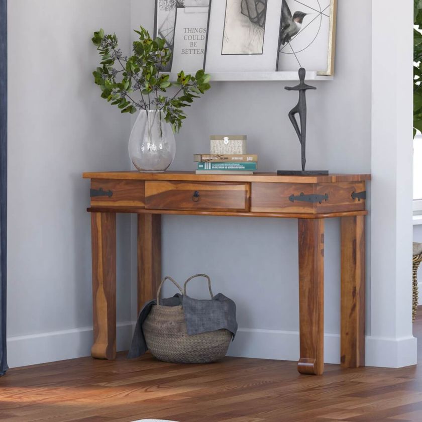 Picture of Terrarum Rustic Solid Wood Console Entryway Table with Drawer