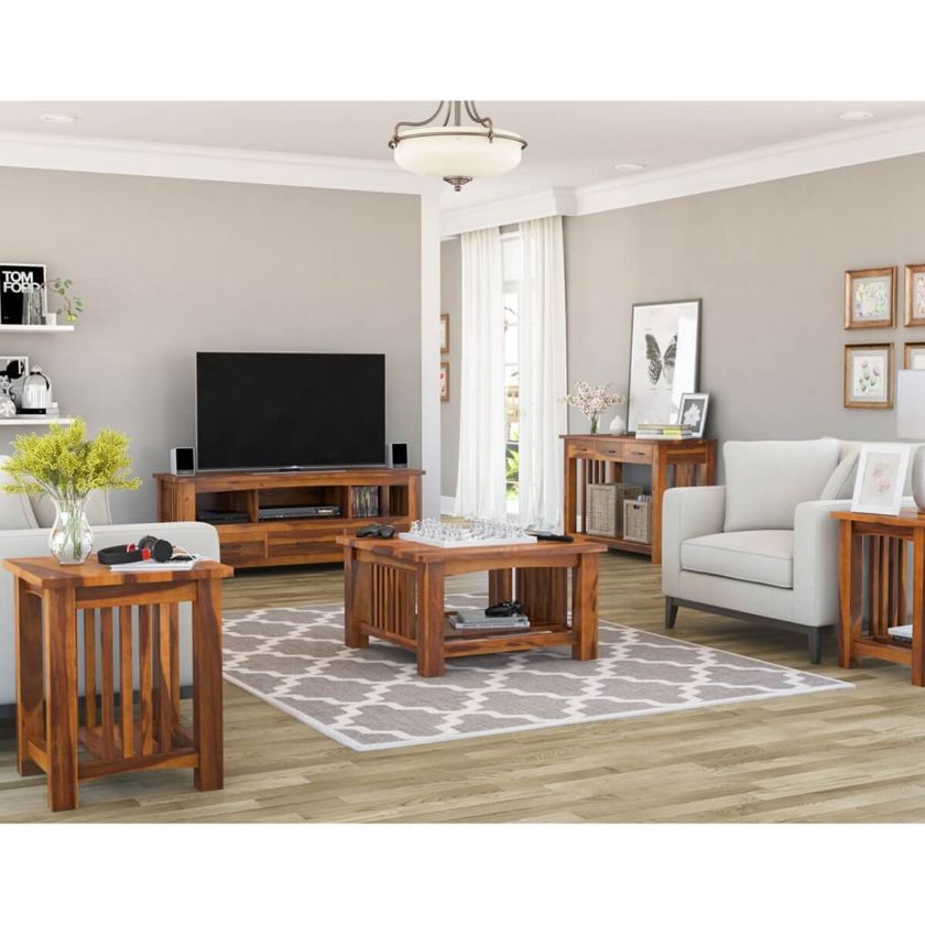 Picture of Jeddito Mission Rustic Solid Wood 5 Piece Living Room Set