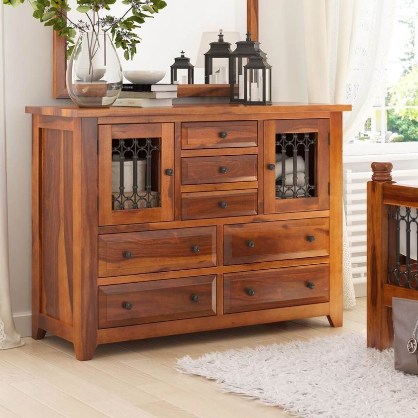 Picture of San Francisco Iron Grill Rustic Solid Wood Bedroom Dresser
