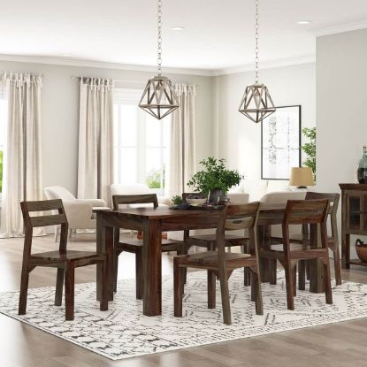 Picture of Modern Sierra Rustic Solid Wood Dining Table Set For 6
