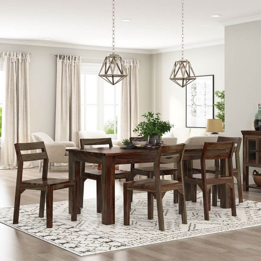 Picture of Modern Sierra Rustic Solid Wood Dining Table Set