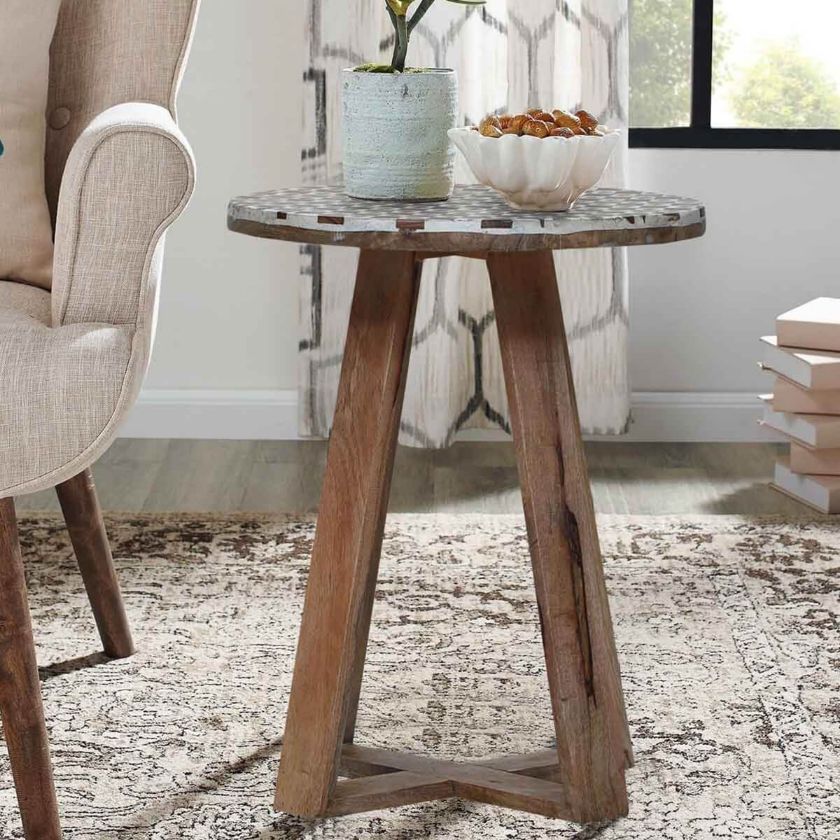 Picture of Morocco Rustic Reclaimed Wood Round End Table