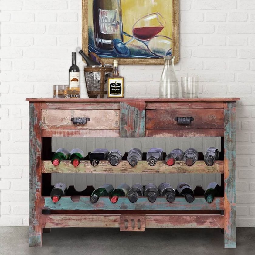 Picture of Ventura Reclaimed Wood Console Table With Wine Rack