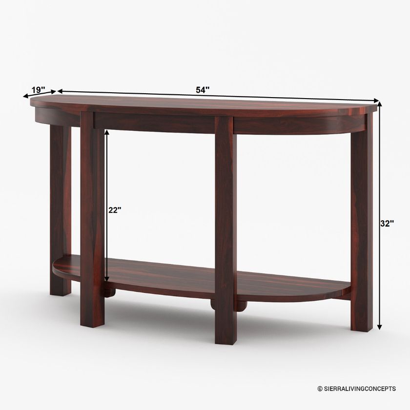 Murrieta Solid Wood Half Moon Console Table Size Image