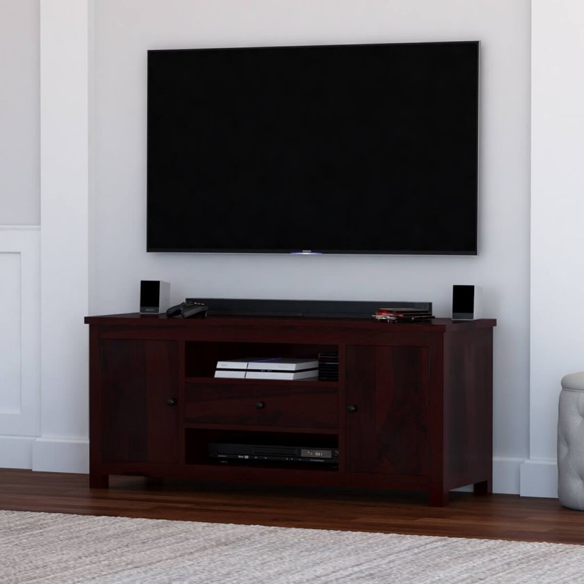 Picture of Murrieta Rustic Solid Wood TV Console with Cabinets
