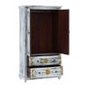 Picture of Tudor Brass Inlay Distressed Solid Mango Wood White Clothing Armoire