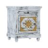 Picture of Tudor Brass Inlay And Distressed Solid Mango Wood Nightstand