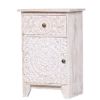 Picture of Juliano Handcarved Reclaimed Wood White Nightstand With Drawer