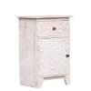 Picture of Juliano Handcarved Reclaimed Wood White Nightstand With Drawer