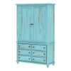Picture of Victorian Turquoise Mango Wood Clothing Armoire Wardrobe With Drawers