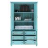 Picture of Victorian Turquoise Mango Wood Clothing Armoire Wardrobe With Drawers
