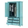 Picture of Victorian Turquoise Mango Wood Clothing Armoire Wardrobe With Drawers