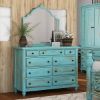 Picture of Victorian Solid Wood Turquoise Bedroom Farmhouse Dresser With 9 Drawers